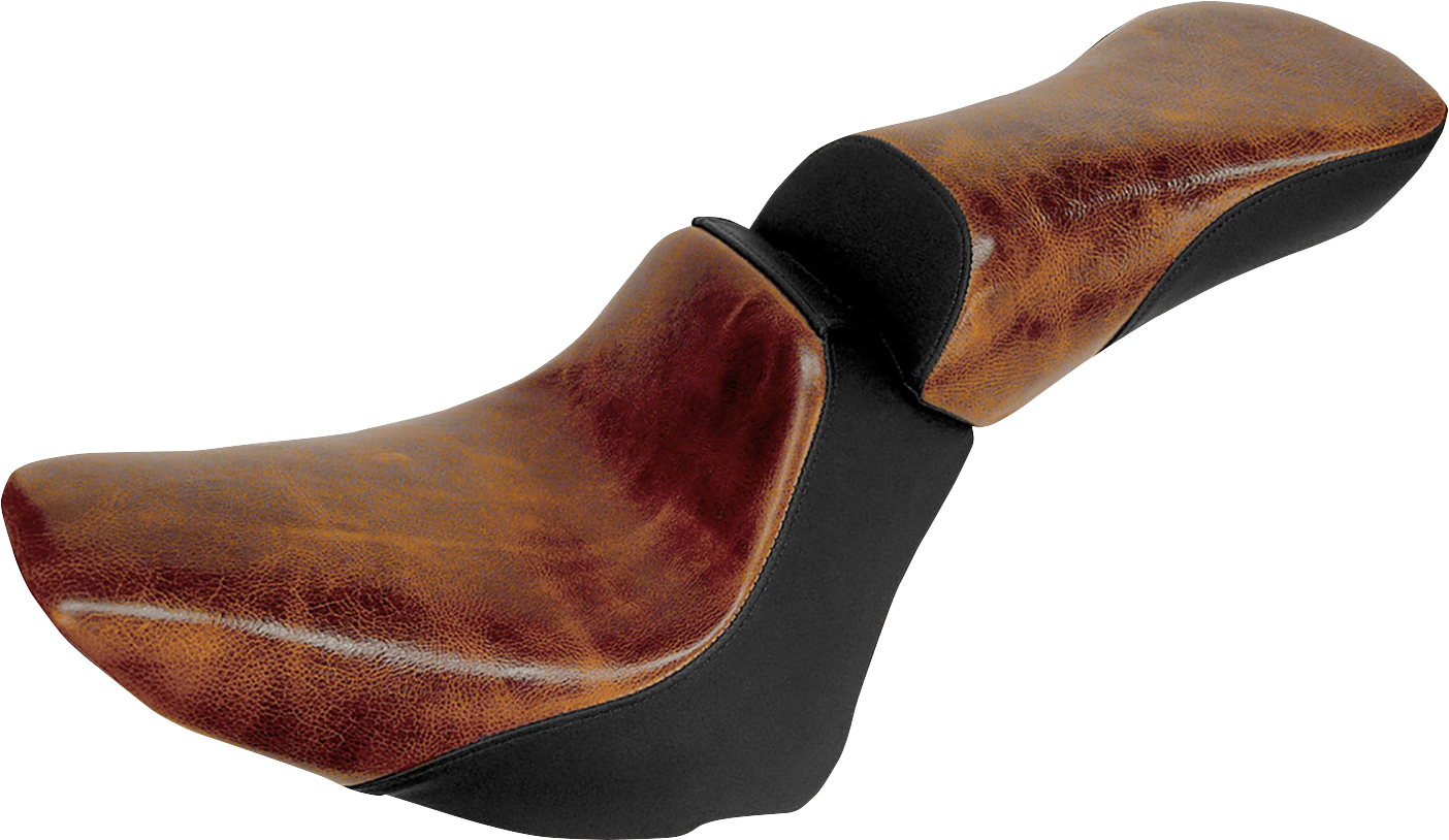 Bill's Exhausts SADDLEMEN Pillion Pad Lariat brown motorcycle seat for passenger comfort and style.