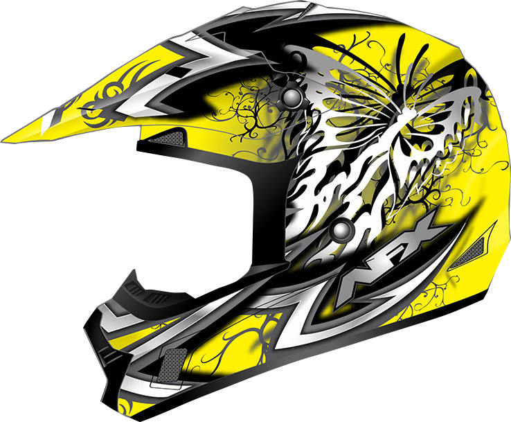 Bill's Exhausts AFX FX-17 Butterfly Matte Yellow helmet in XL size, showing its sleek aerodynamic design and vibrant yellow finish.