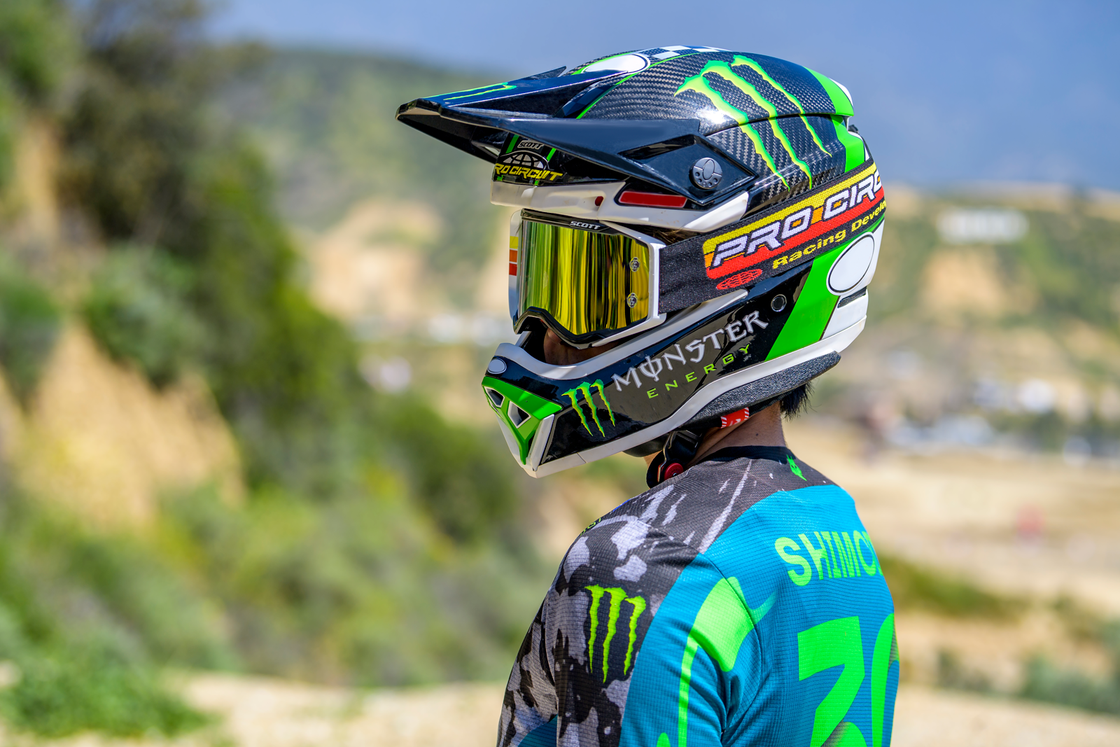 Scott Pro Circuit Prospect motocross goggles in black, white, and yellow with clear lenses, designed for off-road riding.