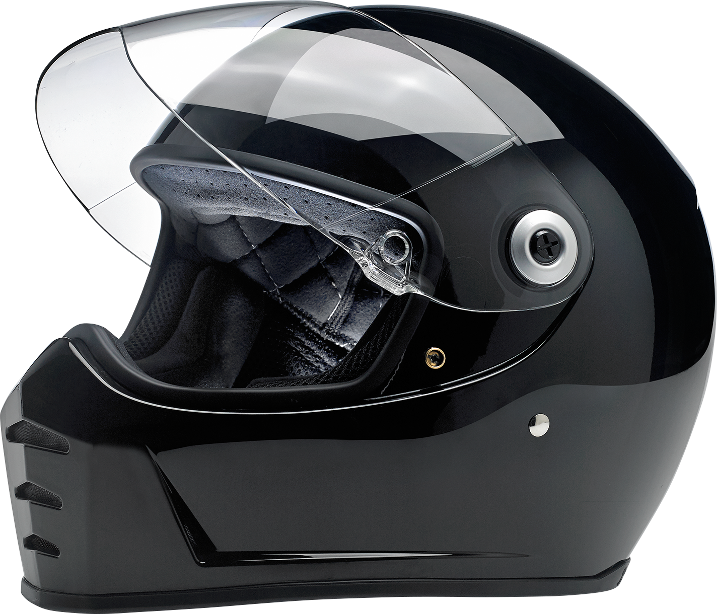 BILTWELL Lane Splitter Helmet in gloss black, small size, featuring sleek motorcycle helmet design and matte finish.