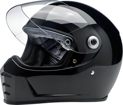 BILTWELL Lane Splitter Helmet in gloss black, small size, featuring sleek motorcycle helmet design and matte finish.