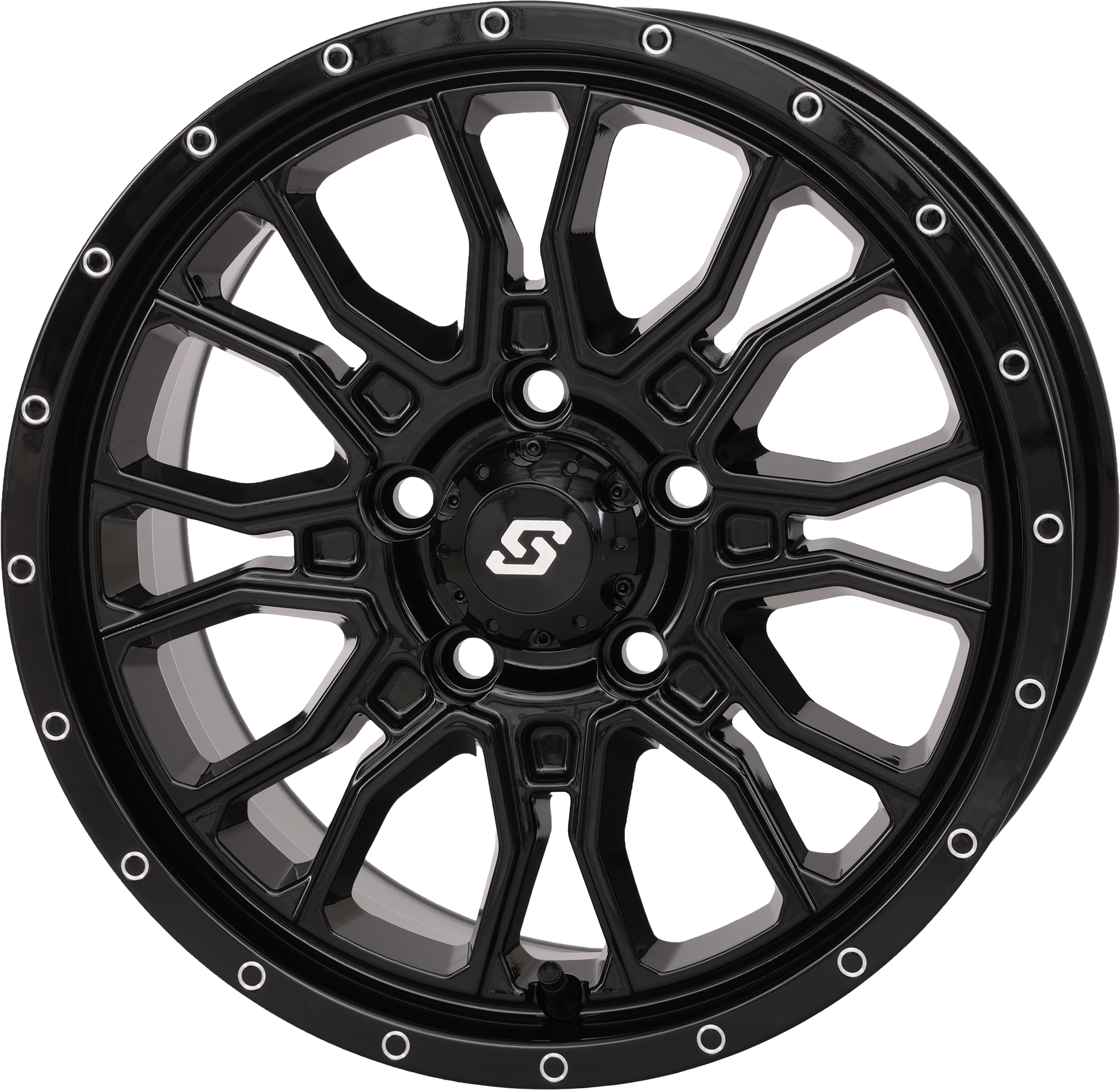 Sedona Fusion Wheel 15x7 with gloss black finish and 5+2 offset, model 570-9130, displayed in the image