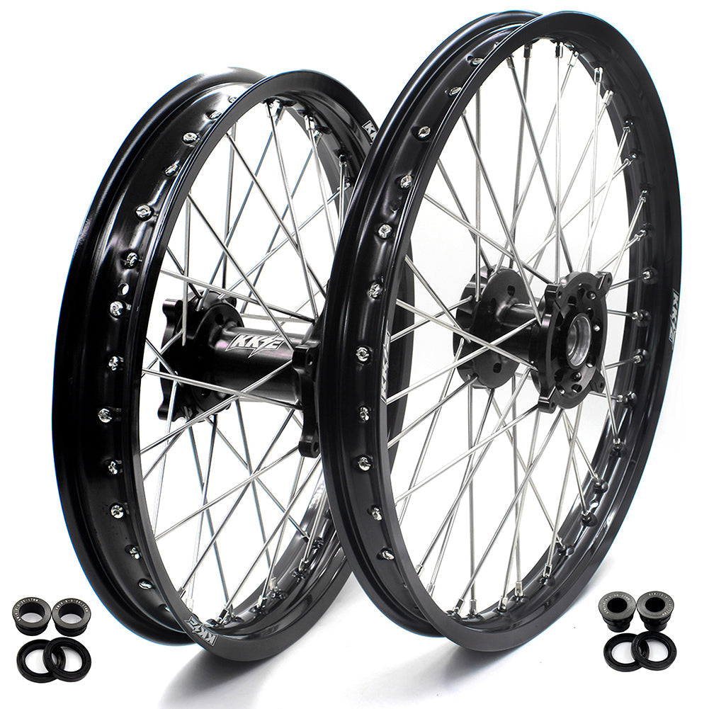 KKE 21 & 18 Enduro Wheels Rims for Husqvarna TE TC FE FC SMR TXC  2000-2013 Red Hubs - Howling Moto