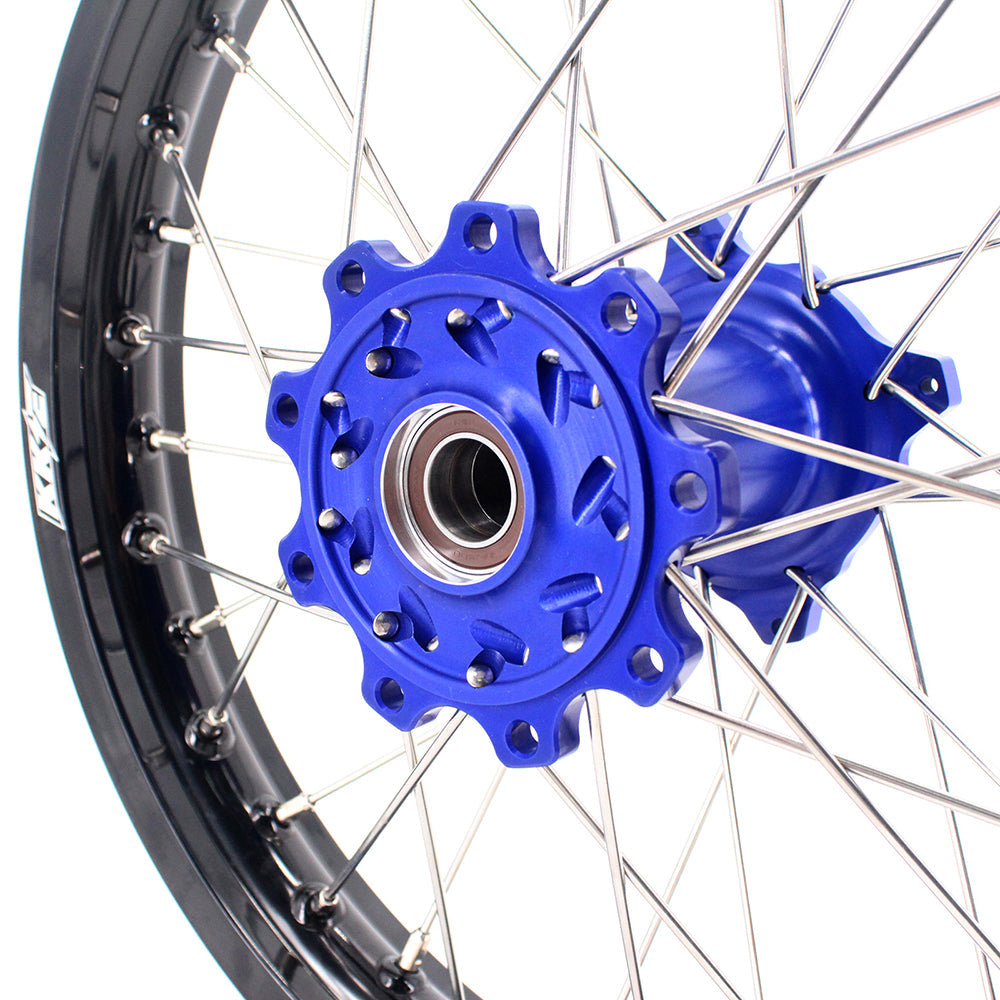 KKE 21 & 18 Enduro Rims for TM EN MX SMR 125-300 Blue Hub Black Rims - Howling Moto