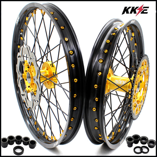 KKE 21" & 19" Mx Diretibke Wheels For YAMAHA YZ125/250 1999-2016 YZ250F/450F 2003-2015 Black Spokes With Disc - Howling Moto