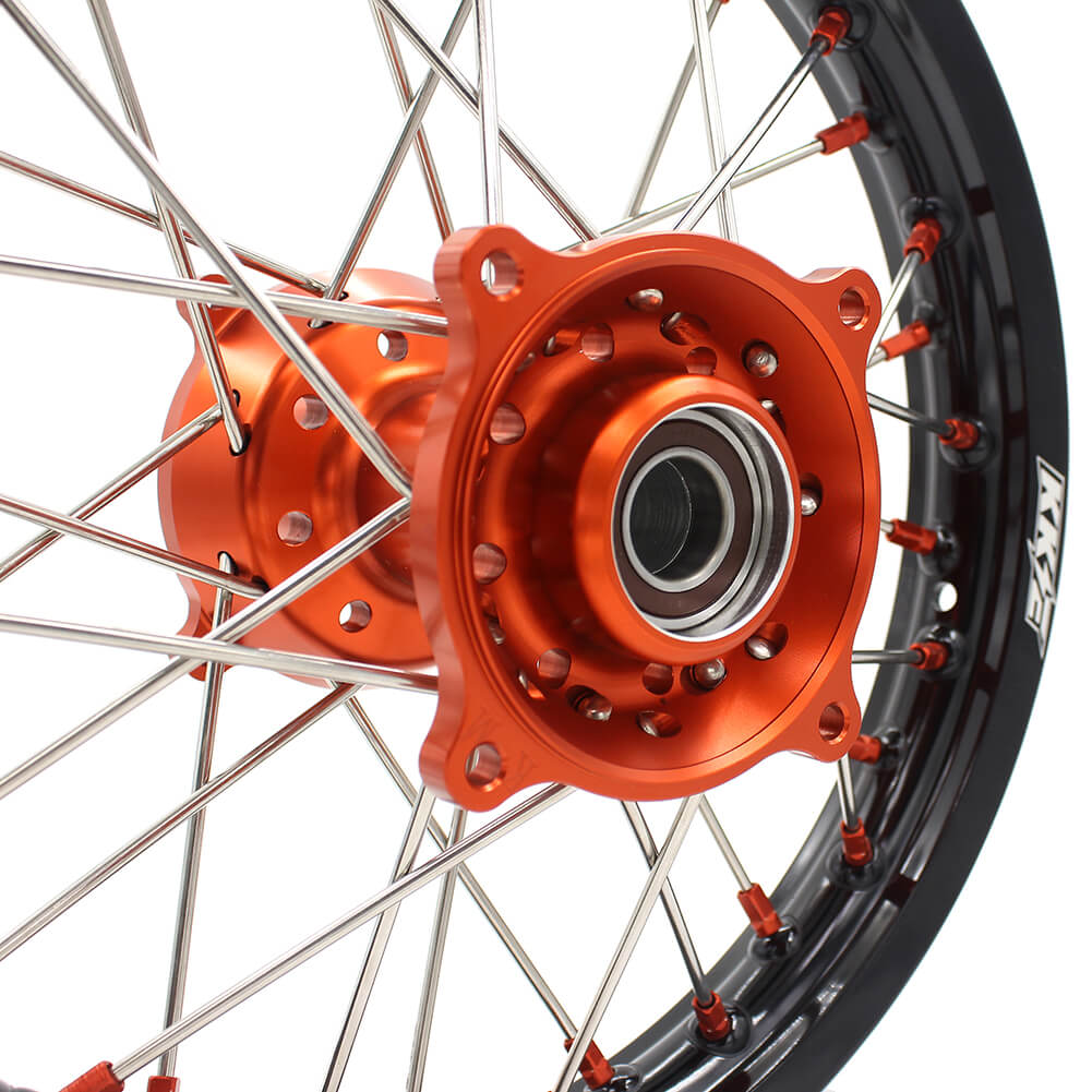 KKE 17"*1.4/14"*1.6 Kid's Big Wheels Rims Fit KTM SX 85 2003-2020 Orange Nipples - Howling Moto