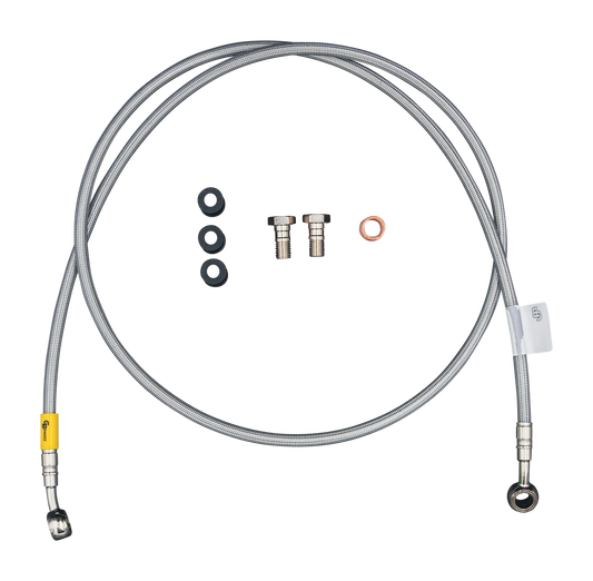 Galfer stainless steel front brake line kit FK003D959-1 with braided hoses and fittings for enhanced braking performance.