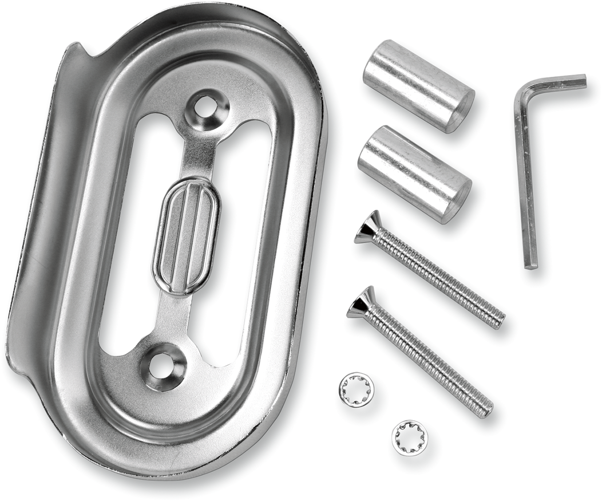 Chrome regulator cover for Harley-Davidson FXD 1991-2003 by Drag Specialties, shown in polished chrome finish.
