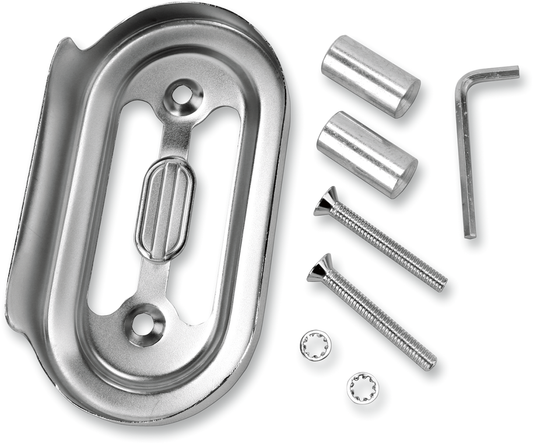 Chrome regulator cover for Harley-Davidson FXD 1991-2003 by Drag Specialties, shown in polished chrome finish.