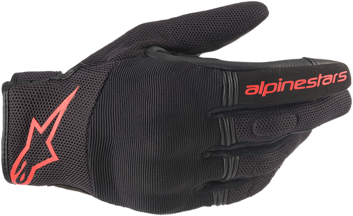 Alpinestars Copper Gloves XL in black and fluo red with protective knuckles and breathable fabric for motorcycle riding.
