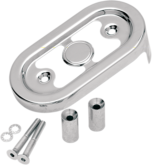 Chrome regulator cover for Harley-Davidson XL models from 1991 to 2003, by Drag Specialties, shown in the image.