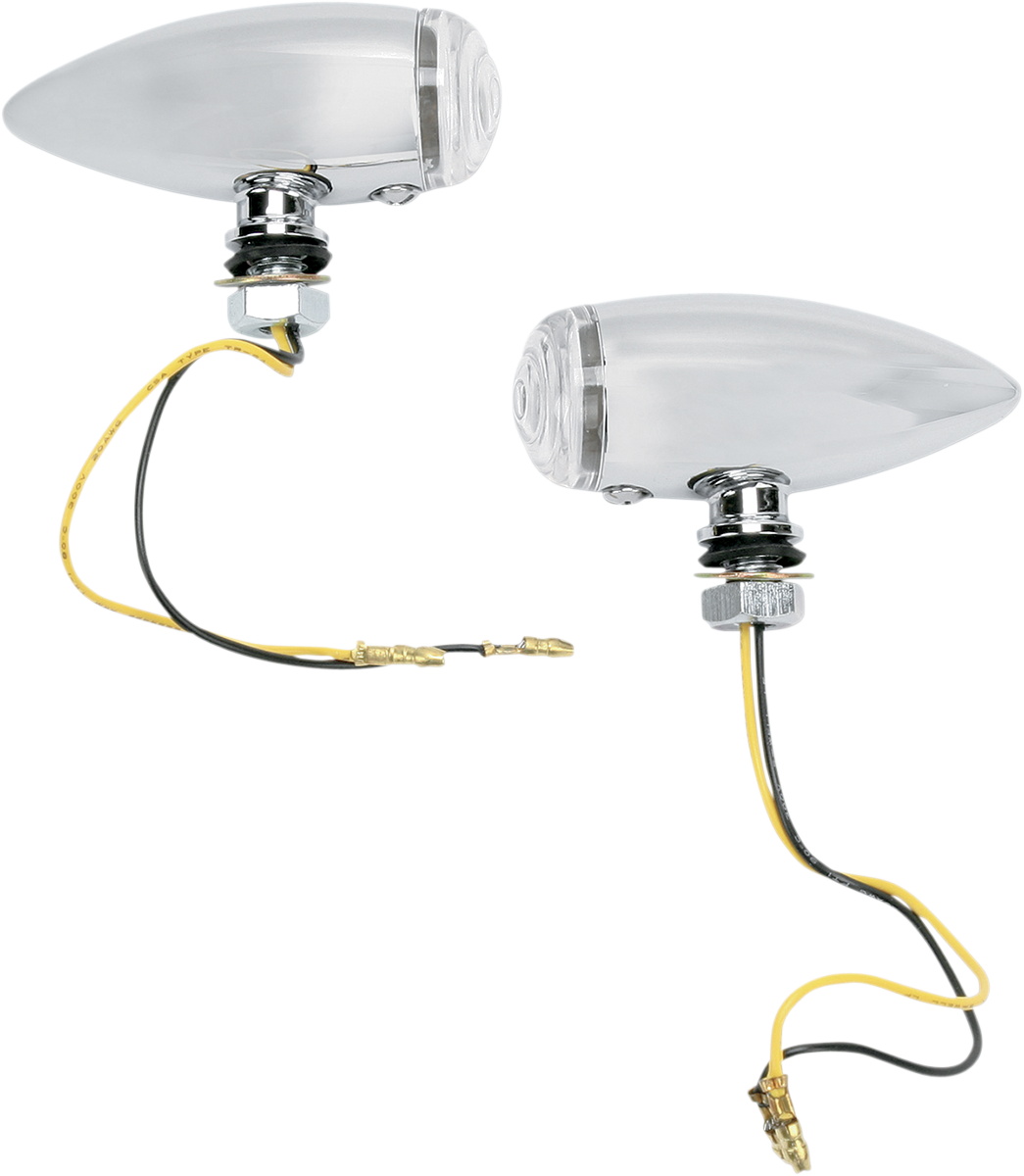 DRAG SPECIALTIES Bullet Marker Lights LED with clear lens and chrome finish, designed for motorcycle or bike lighting.