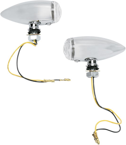 DRAG SPECIALTIES Bullet Marker Lights LED with clear lens and chrome finish, designed for motorcycle or bike lighting.