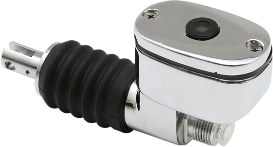 Chrome rear master cylinder assembly for motorcycle by Drag Specialties, featuring polished finish and mounting hardware.