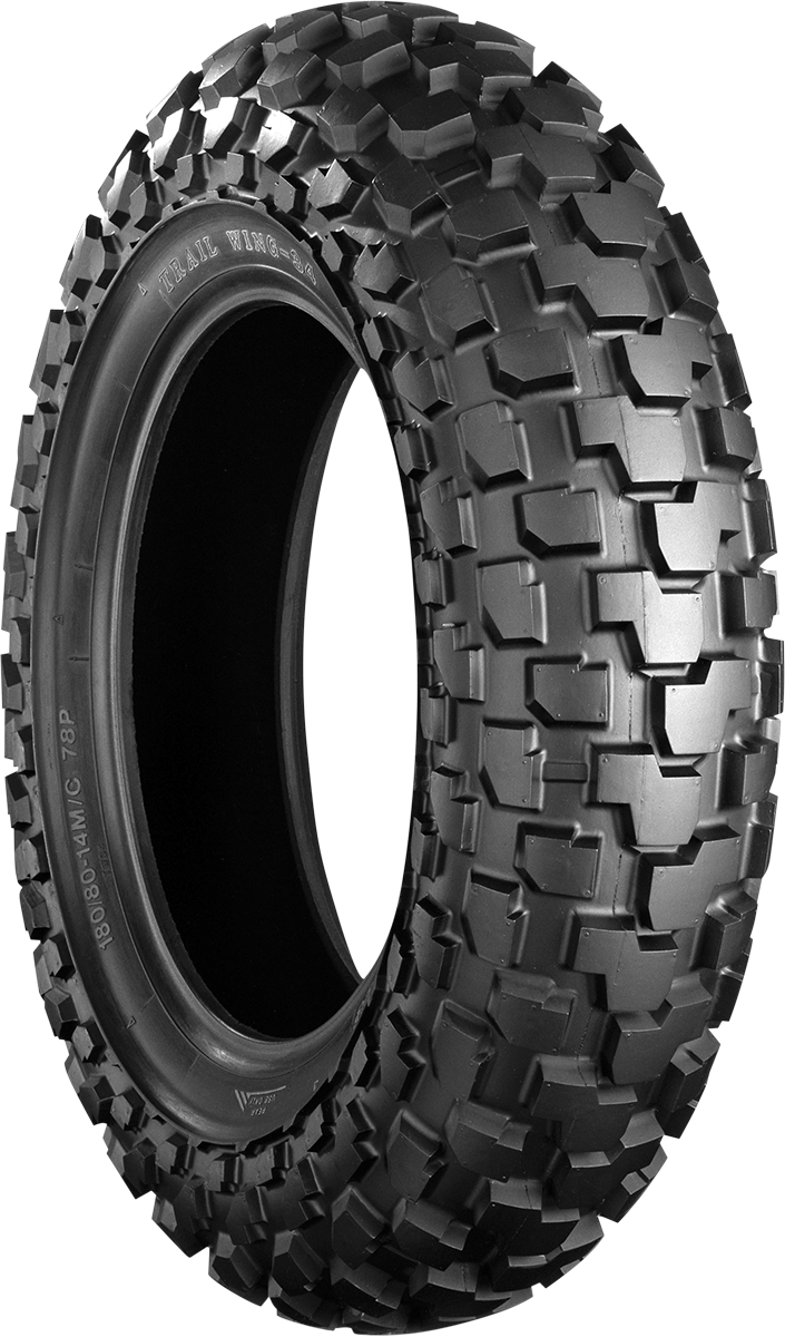 BRIDGESTONE Trail Wing TW34 rear motorcycle tire, 180/80-14, designed for off-road and highway riding performance.