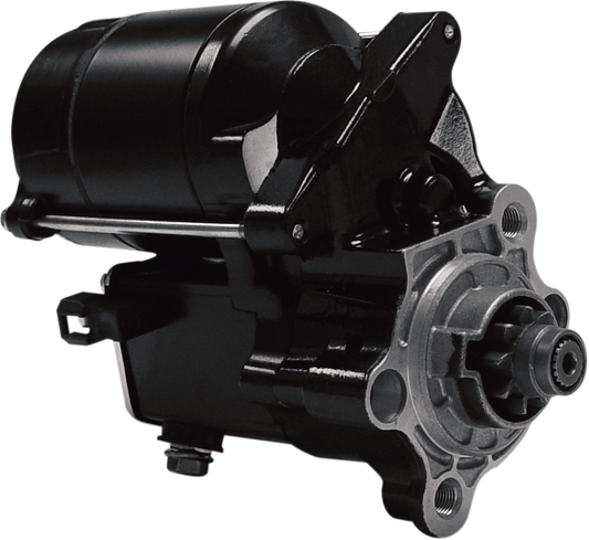 Black XL/Buell 80-1009 1.4 kW starter motor by Drag Specialties, shown in a close-up image.