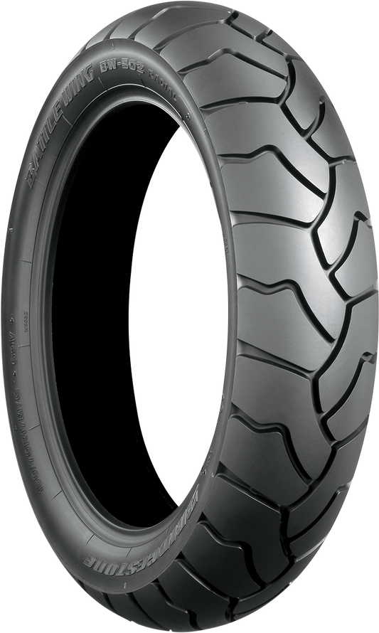 Bridgestone Battle Wing BW502-E rear motorcycle tire 150/70R17 69V with tread pattern for street riding and durability.