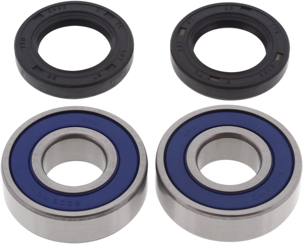 DRAG SPECIALTIES Wheel Bearing and Seal Kit for front and rear motorcycle wheels, includes bearings and seals for installation.