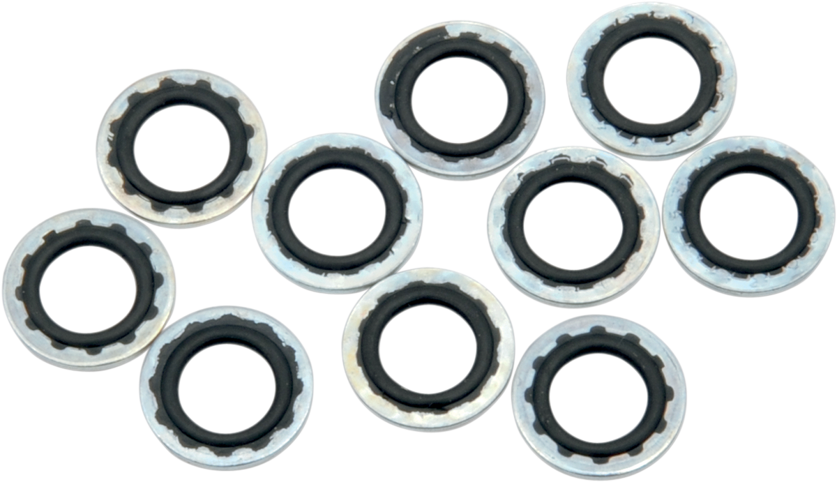 DRAG SPECIALTIES 7/16 inch banjo washers for motorcycle brake systems, part number 348013HC3, shown in the image.