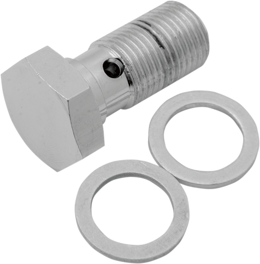DRAG SPECIALTIES banjo bolt for motorcycle brake lines, 7/16-24 thread, metal fitting with hex head for secure fastening