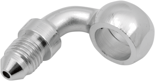 DRAG SPECIALTIES 154 banjo fitting, 7/16 inch, 90-degree angle, metal motorcycle brake or fuel line fitting shown