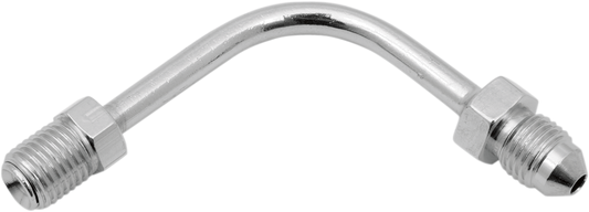 Drag Specialties #3 male fitting with 3/8-24 inverted flare, 90° long angle, for motorcycle brake and fuel lines.