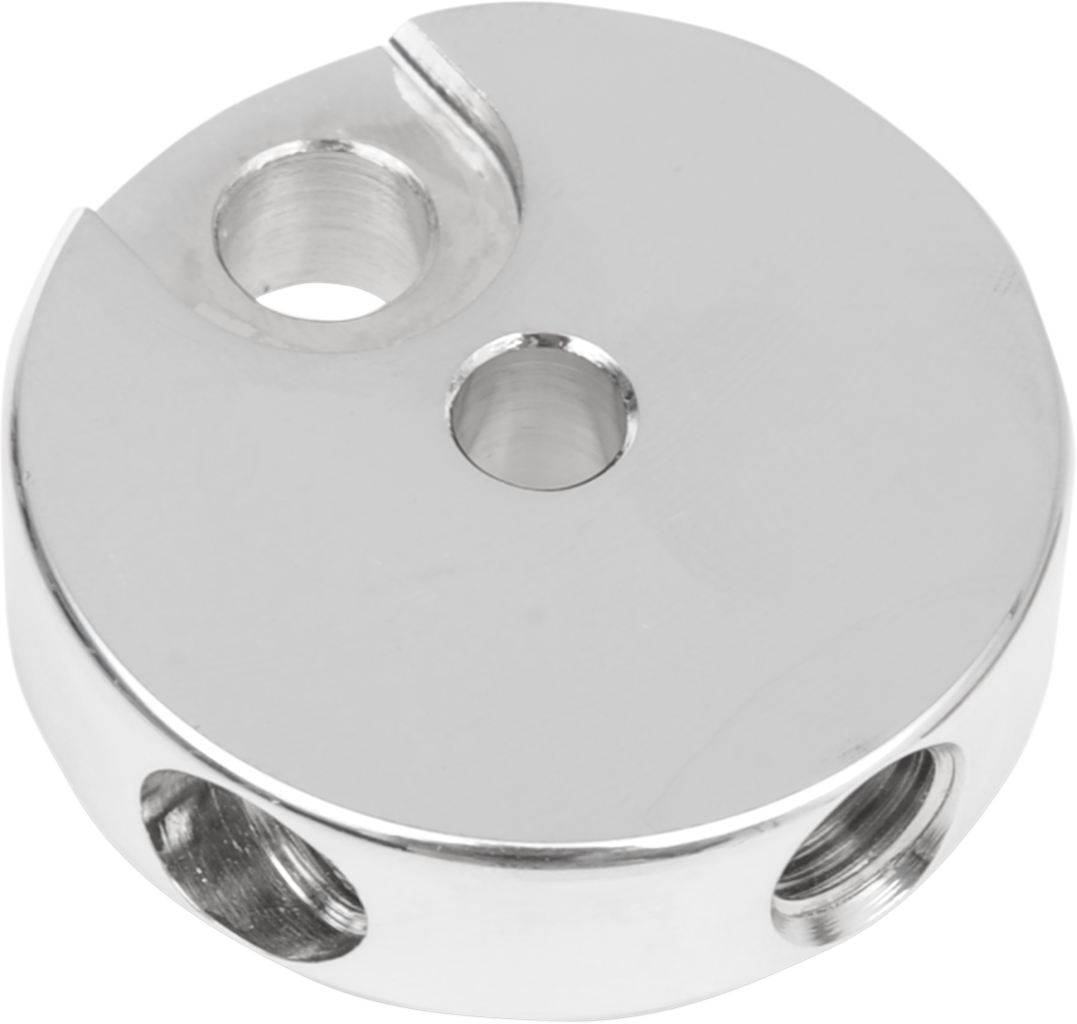 DRAG SPECIALTIES front brake junction with 3/8-24 inverted flare fitting for motorcycle brake lines, durable metal construction.