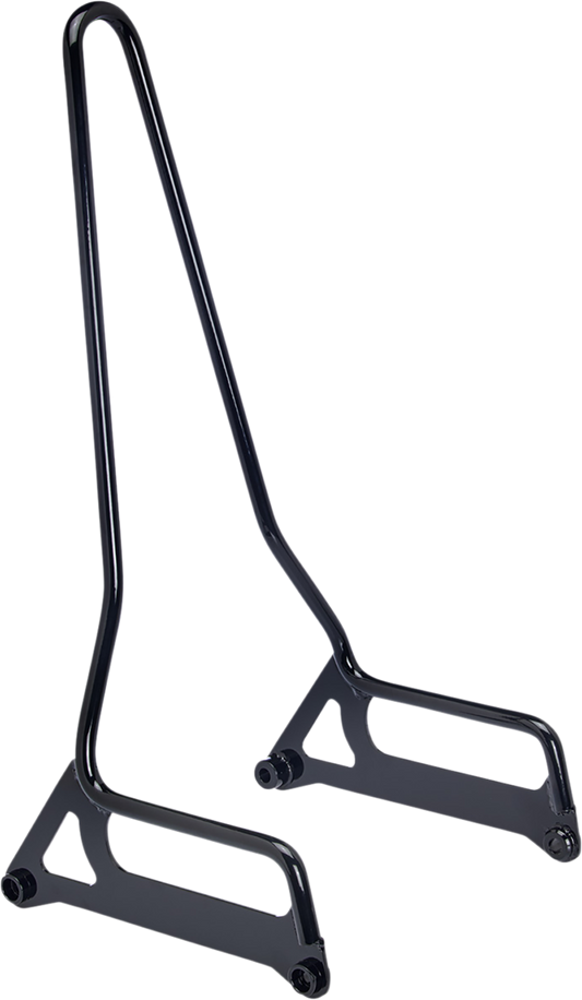 Gloss black BILTWELL EXFIL sissy bar for FXD motorcycle, showcasing its sturdy design and sleek finish on a Harley-Davidson bike.