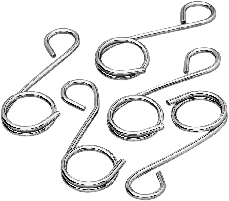 Set of five DRAG SPECIALTIES wire fuel line guides showing black plastic clips for motorcycle fuel line management.