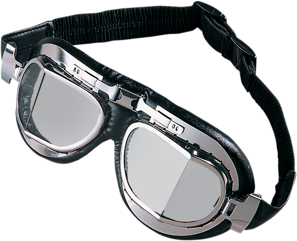 DRAG SPECIALTIES Red Baron motorcycle goggles with tinted lens and stainless steel frame, part number 220028-BX3.