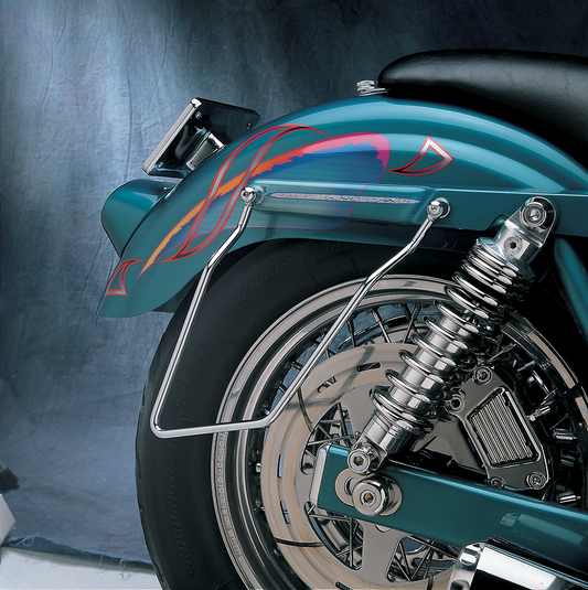 Drag Specialties FXR saddlebag support brackets for 1982-2000 Harley FXR models, durable metal mounting hardware.