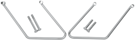 DRAG SPECIALTIES saddlebag support for FX/FL Harley motorcycles, part number 77-0131A, installed on bike side view