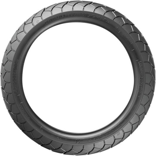 BRIDGESTONE Battlax Adventurecross AX41S rear motorcycle tire 180/55R17 for adventure and touring bikes on a wheel
