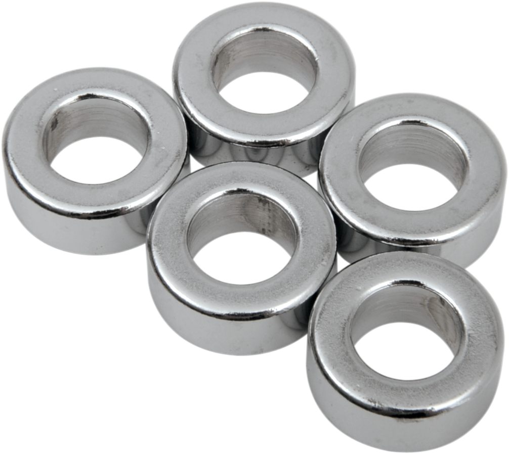 Chrome spacer pack from Drag Specialties, designed for custom fit and style in motorcycle modifications.