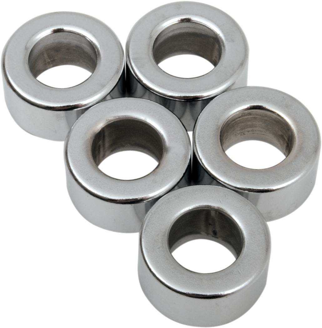 Chrome spacer kit for custom motorcycles by Drag Specialties, part number MPB515, featuring polished cylindrical spacers.