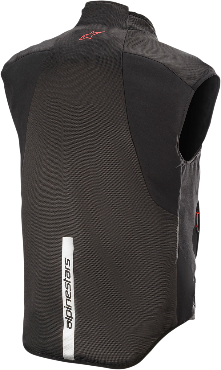 Bill's Exhausts Alpinstars Heat Tech Vest in black, small size, featuring a close-up of the sleek, fitted fabric with thermal design.