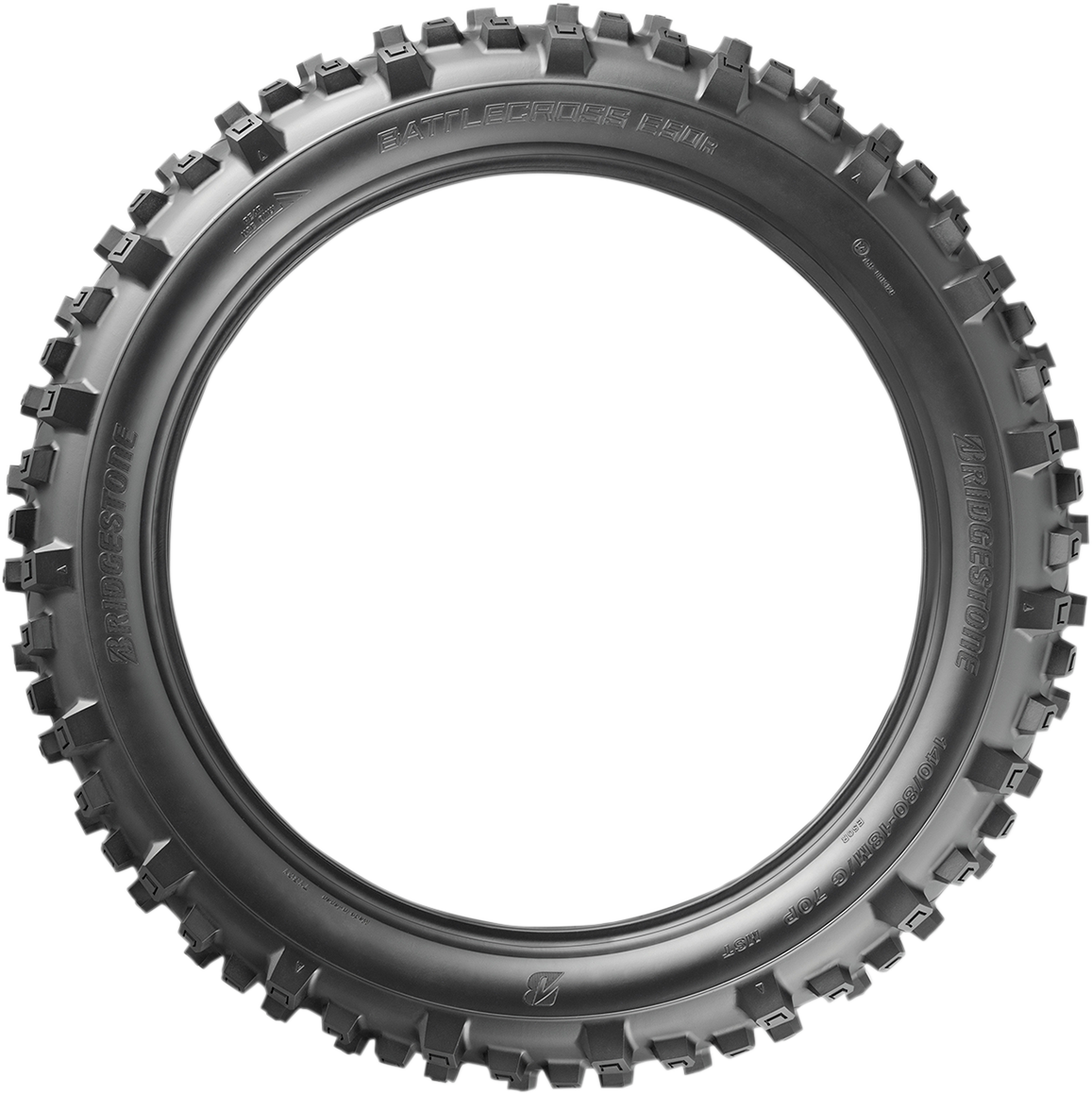 BRIDGESTONE Battlecross E50 rear off-road and enduro motorcycle tire, 120/90-18, with knobby tread for rugged terrain riding