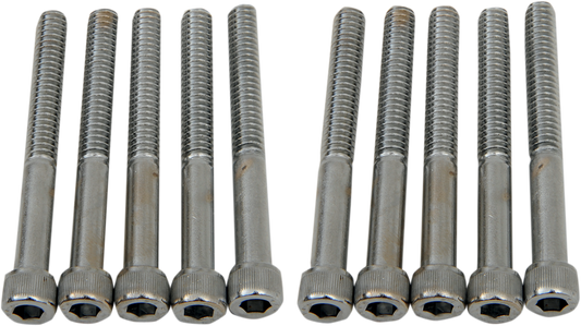DRAG SPECIALTIES MPB186 coarse-thread socket-head bolts, 1/4-20 x 2 1/4 inch, displayed in a pack of individual bolts