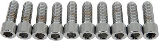 Coarse-thread socket-head bolts by DRAG SPECIALTIES, 5/16-18 x 7/8 inch, shown in a close-up on a white background.