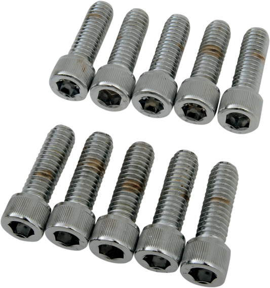 Coarse-thread socket-head bolts by DRAG SPECIALTIES, 5/16-18 x 1 inch, pack of individual hardware pieces, suitable for motorcycle repairs.