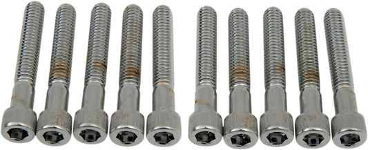 Pack of 10 DRAG SPECIALTIES MPB221 coarse-thread socket-head bolts, 5/16-18 x 2 inches, shown in image 10448.png.