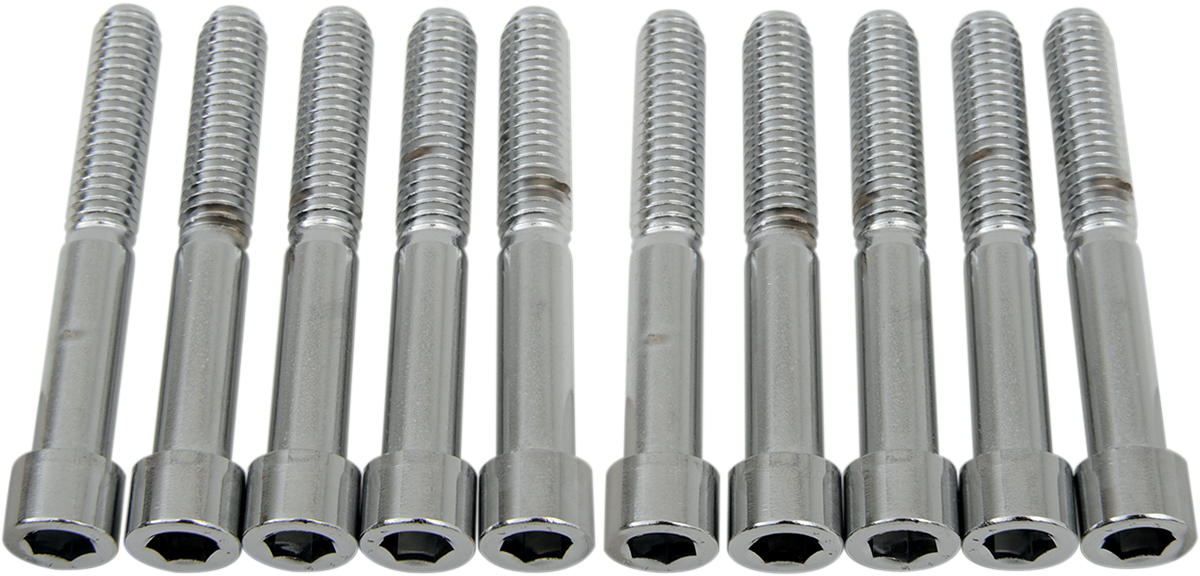 Coarse-thread socket-head bolts by DRAG SPECIALTIES, 5/16-18 x 2-1/4 inches, shown in a close-up image.
