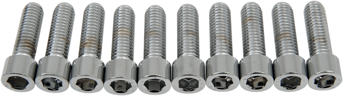 Socket-head bolts from DRAG SPECIALTIES, 3/8-16 x 1-1/4 inch, smooth surface, suitable for motorcycle or automotive applications.
