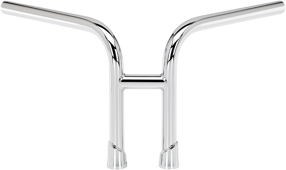Chrome BILTWELL Rebar Handlebar for Harley-Davidson motorcycles, showcasing durable steel construction and distinctive curved design.