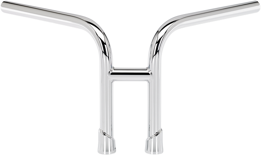 Chrome BILTWELL Rebar Handlebar for Harley-Davidson motorcycles, showcasing durable steel construction and distinctive curved design.