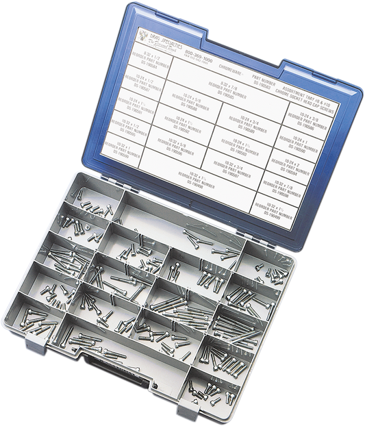 DRAG SPECIALTIES MK192 socket-head bolt assortment kit with 18 sizes for #8 and #10 threads, including various socket-head bolts.