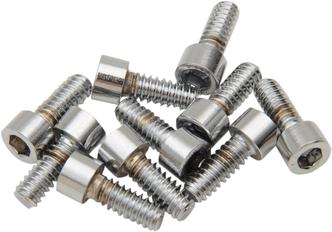 DRAG SPECIALTIES MPB191S replacement socket-head bolts pack with #10-24 x 3/8" coarse and fine thread, shown in image.