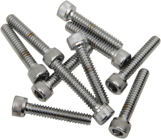 Set of 10 DRAG SPECIALTIES MPB194 replacement socket-head bolts with knurled coarse threads, #10-24 x 3/4 inch.