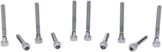 Set of 10 DRAG SPECIALTIES MPB197 replacement socket-head bolts with knurled coarse threads, #10-24 x 1-1/2 inch for motorcycles