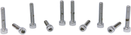 Set of 10 DRAG SPECIALTIES MPB200 replacement socket-head bolts with knurled, fine thread, #10-32 x 1/2 inch for motorcycle repairs